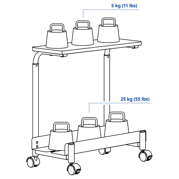 IKEA LÅNESPELARE Computer Cart With Shelf Black 19 5/8x10 5/8 "