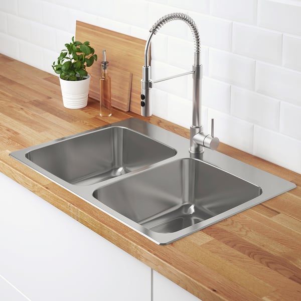 IKEA LÅNGUDDEN Double Bowl Top Mount Sink Stainless Steel 29 1/2x20 5/8 "