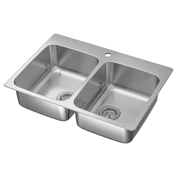 IKEA LÅNGUDDEN Double bowl top mount sink stainless steel 29 1/2x20 5/8 "