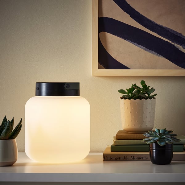 IKEA LÄNSPORT LED Portable Lamp Battery Operated White/dark Gray 8 ¾ "