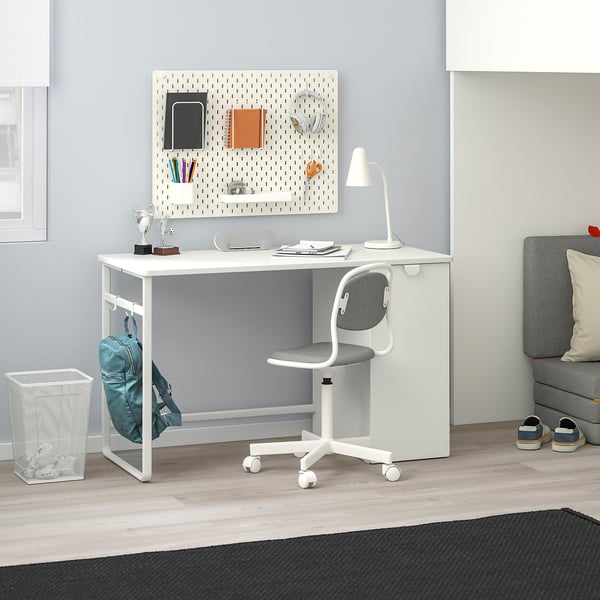 IKEA LÄRANDE Desk With Pull-out Storage Unit White 47 1/4x22 7/8 "