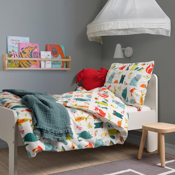IKEA LATTJO Duvet Cover And Pillowcase(s) Animal/multicolor Twin