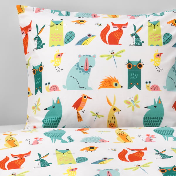 IKEA LATTJO Duvet Cover And Pillowcase(s) Animal/multicolor Twin