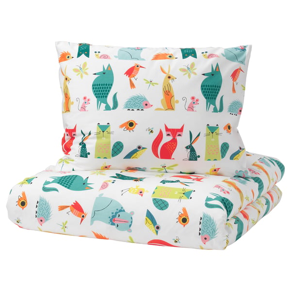 IKEA LATTJO Duvet cover and pillowcase(s) animal/multicolor Twin