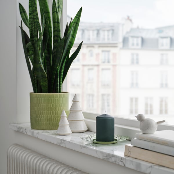 IKEA LÄTTNAD Unscented Pillar Candle Dark Gray-green 4 "