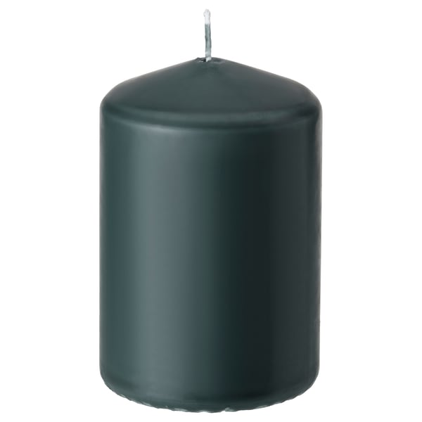 IKEA LÄTTNAD Unscented pillar candle dark gray-green 4 "