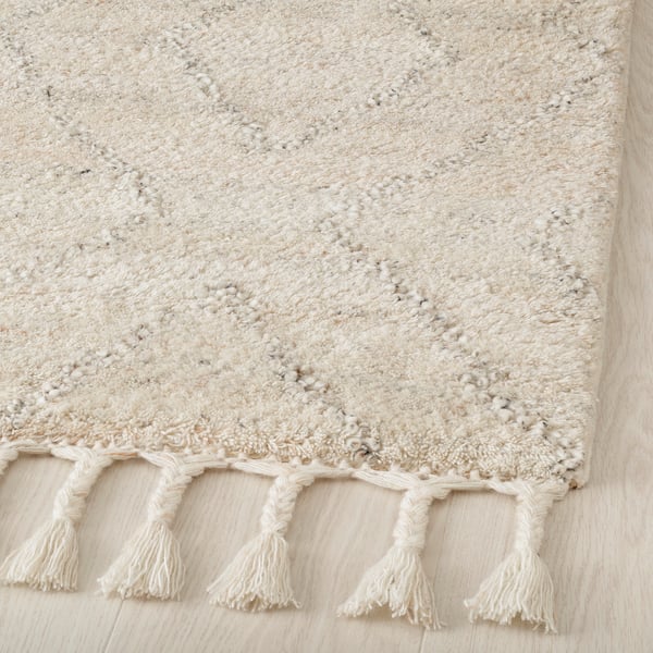 IKEA LENTÅTEL Rug High Pile Beige/handmade 5 ' 7 "x7 ' 10 "