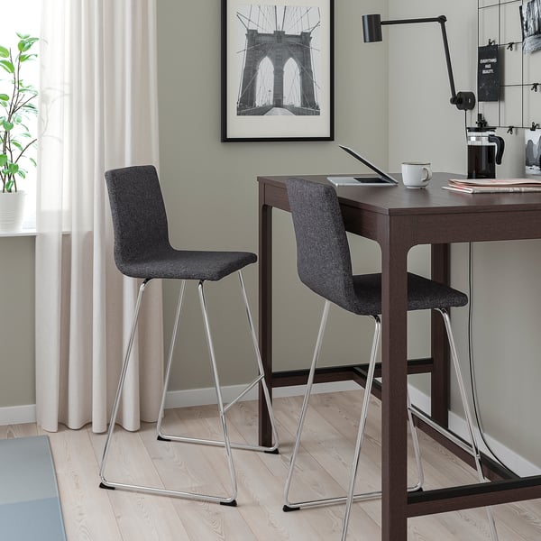 IKEA LILLÅNÄS Bar Stool Chrome Plated/Gunnared Dark Gray 29 7/8 "
