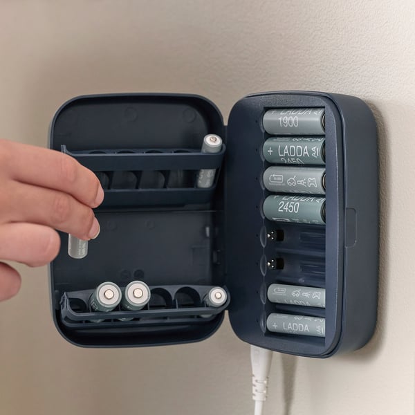 IKEA LITOSFÄR Battery Charger With Storage Dark Blue