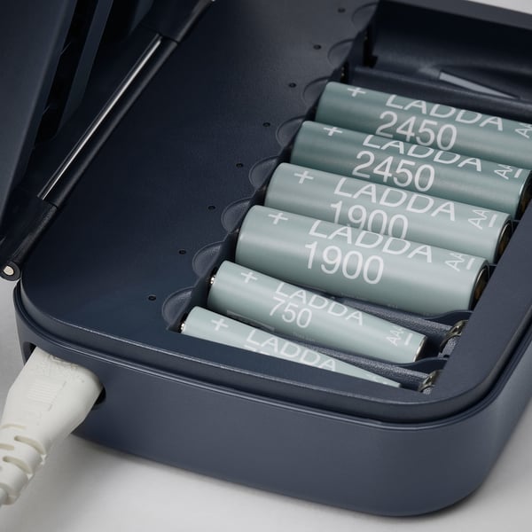 IKEA LITOSFÄR Battery Charger With Storage Dark Blue