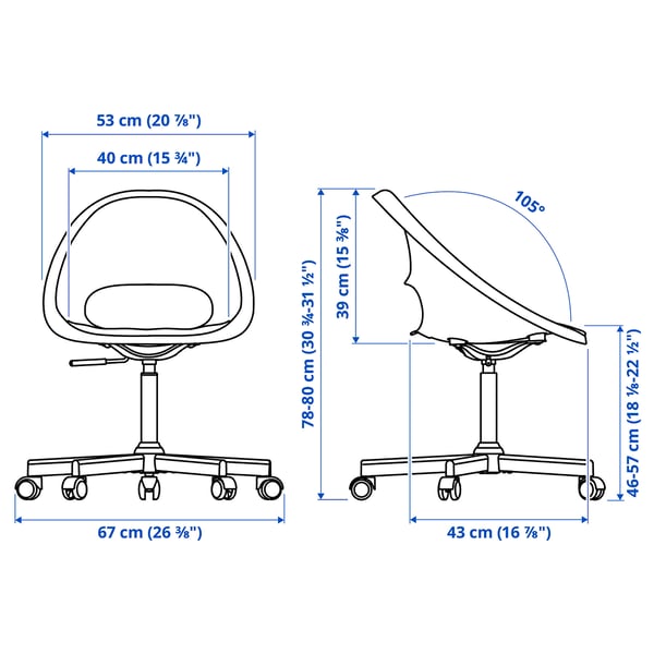 IKEA LOBERGET / MALSKÄR Swivel Chair + Pad White/dark Gray