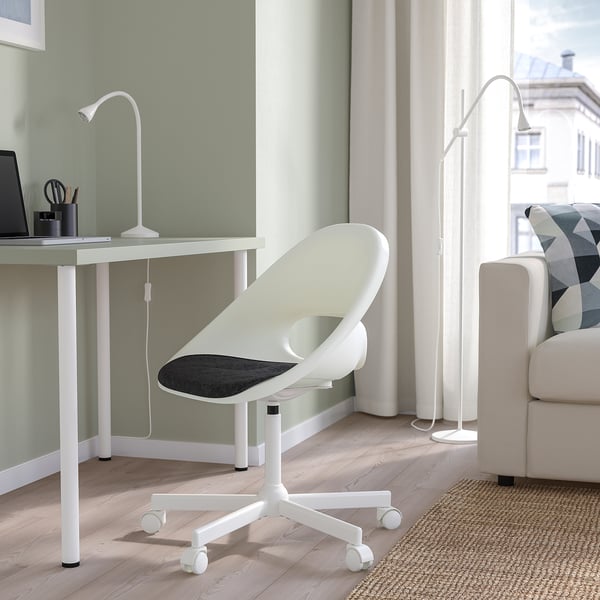IKEA LOBERGET / MALSKÄR Swivel Chair + Pad White/dark Gray