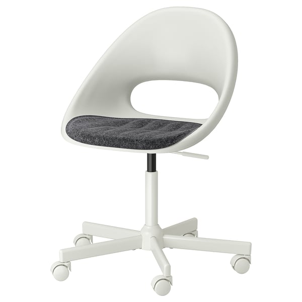 IKEA LOBERGET / MALSKÄR Swivel chair + pad white/dark gray
