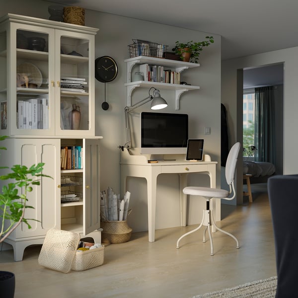 IKEA LOMMARP/BJÖRKBERGET Desk And Storage Combination And Swivel Chair Beige