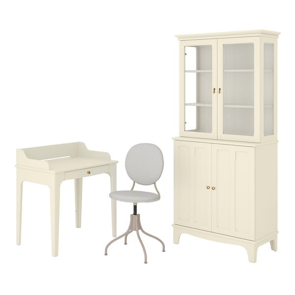 IKEA LOMMARP/BJÖRKBERGET Desk and storage combination and swivel chair beige