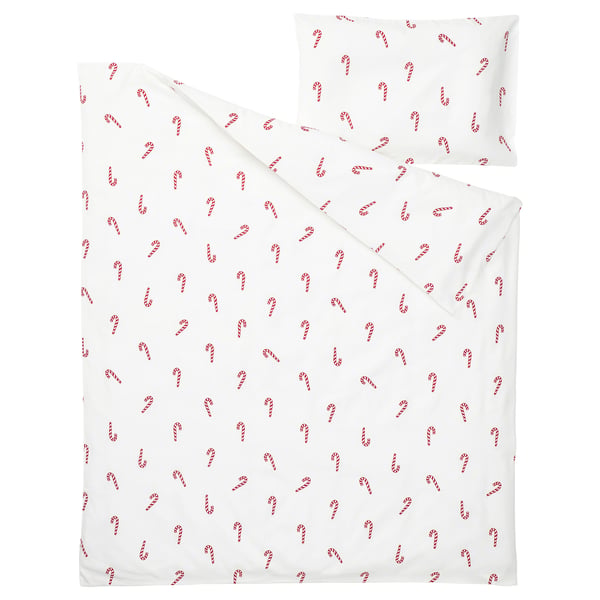 IKEA LÖVSÅNGARE Duvet Cover 1 Pillowcase F Crib Candy Cane Pattern 43 1/4x49 1/4/13 3/4x21 5/8 "