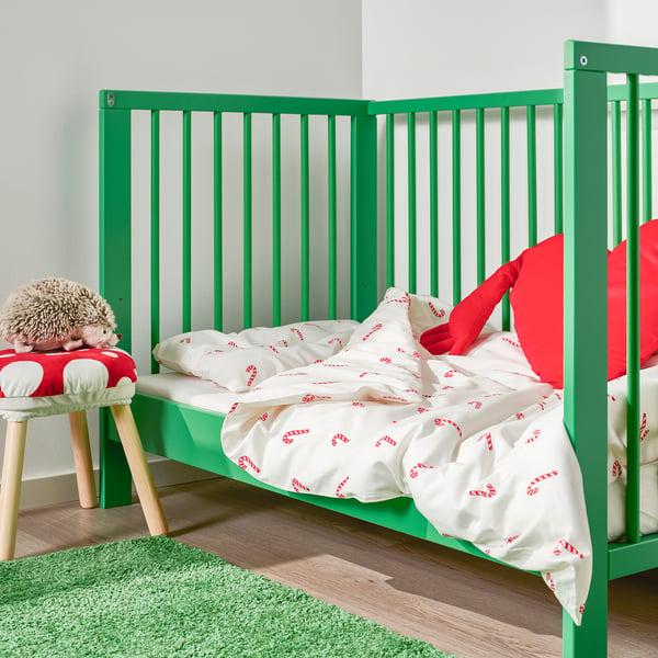 IKEA LÖVSÅNGARE Duvet Cover 1 Pillowcase F Crib Candy Cane Pattern 43 1/4x49 1/4/13 3/4x21 5/8 "