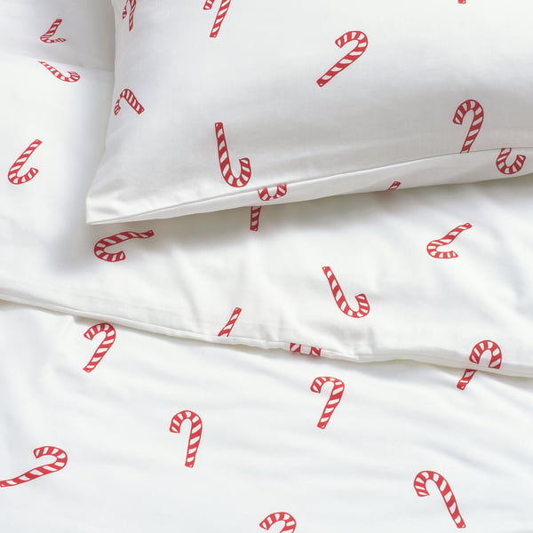 IKEA LÖVSÅNGARE Duvet Cover 1 Pillowcase F Crib Candy Cane Pattern 43 1/4x49 1/4/13 3/4x21 5/8 "