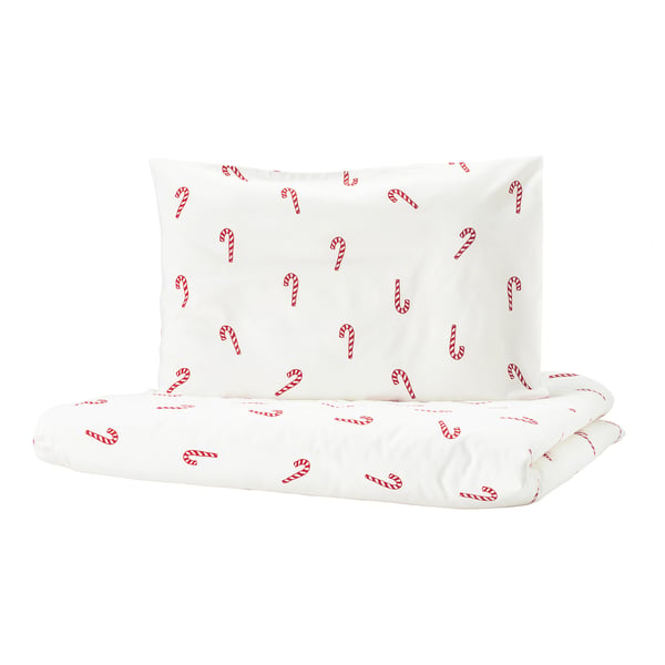 IKEA LÖVSÅNGARE Duvet cover 1 pillowcase f crib candy cane pattern 43 1/4x49 1/4/13 3/4x21 5/8 "