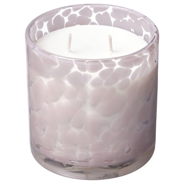 IKEA LUGNARE Scented candle in glass 2 wicks Jasmine/light pink 50 hr