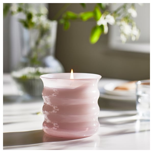 IKEA LUGNARE Scented Candle In Glass Jasmine/pink 50 Hr