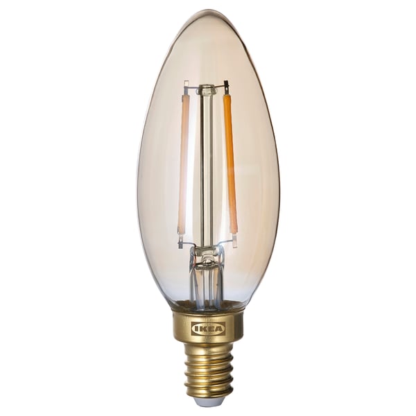 IKEA LUNNOM LED bulb E12 210 lumen dimmable/chandelier brown clear glass