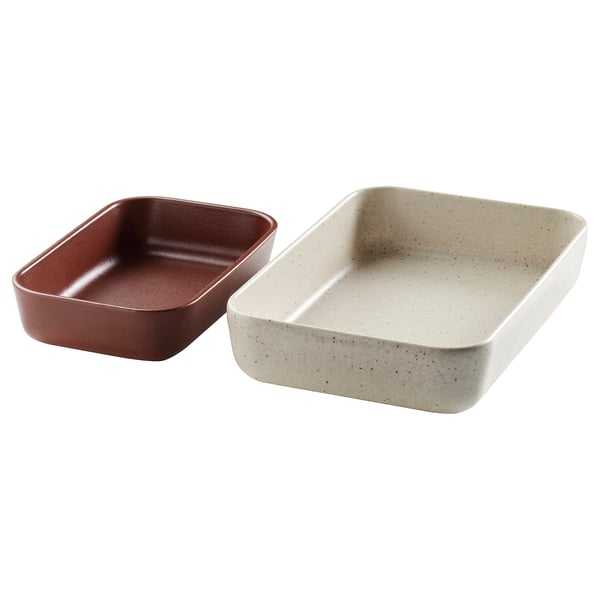 IKEA LYCKAD Baking/serving dish set of 2 light beige/red-brown