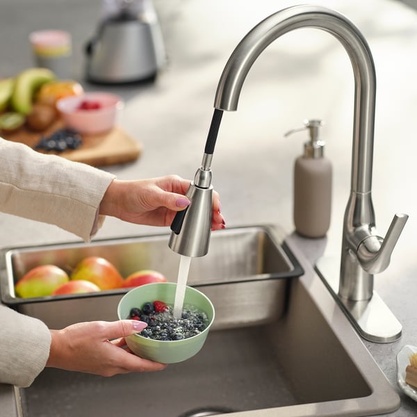 IKEA MACKSJÖN Pull Down Kitchen Faucet With Spray Stainless Steel Color