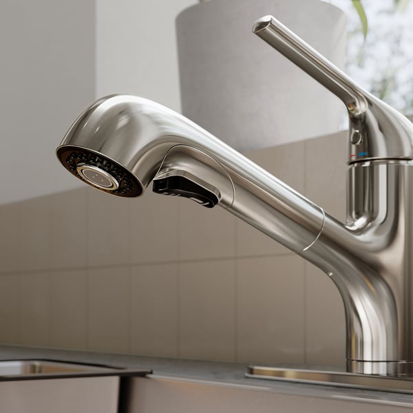 IKEA MACKSJÖN Pull Out Kitchen Faucet With Spray Stainless Steel Color