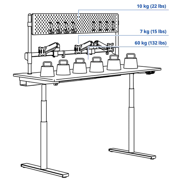 IKEA MÅLOMRÅDE Gaming Desk Sit/stand With Monitor Arms/electric White 70 7/8x31 1/2 "