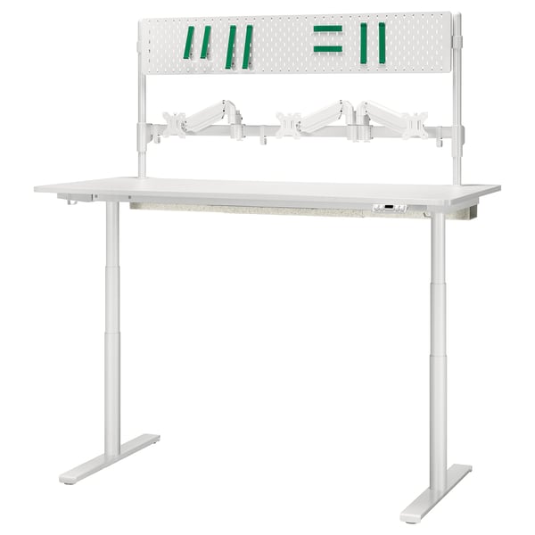 IKEA MÅLOMRÅDE Gaming desk sit/stand with monitor arms/electric white 70 7/8x31 1/2 "