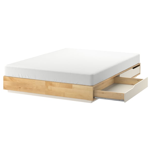 IKEA MANDAL Bed Frame With Storage Birch/white Queen