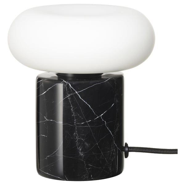 IKEA MARKFROST / MOLNART Table lamp with LED bulb black/marble black
