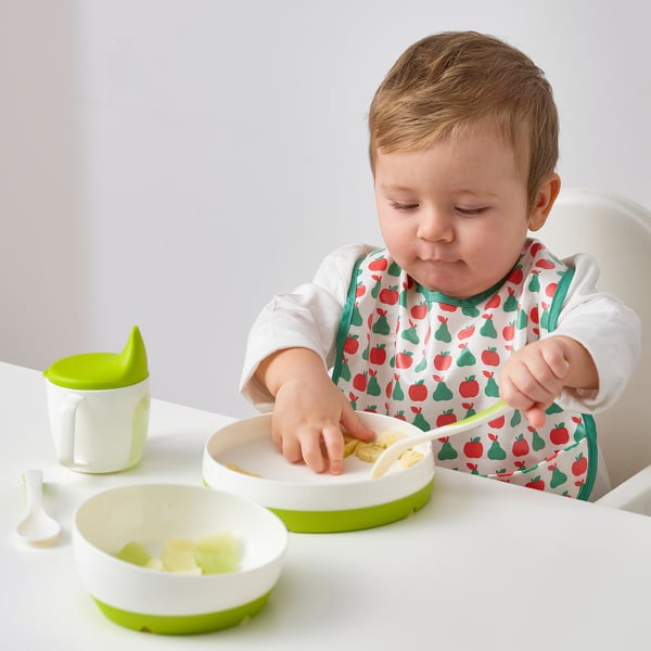 IKEA MATVRÅ Bib Fruit/vegetables Pattern/green Yellow