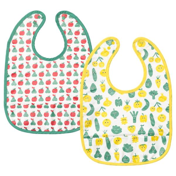 IKEA MATVRÅ Bib fruit/vegetables pattern/green yellow