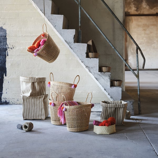 IKEA MÄVINN Basket Beige/jute Handmade 11 ¾x11 ¾x13 ¾ "