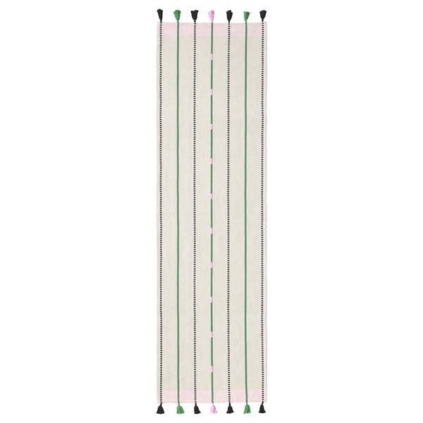 IKEA MÄVINN Table Runner Off-white/green Stripe 14x51 "