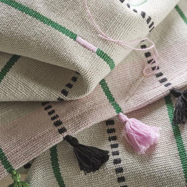 IKEA MÄVINN Table Runner Off-white/green Stripe 14x51 "
