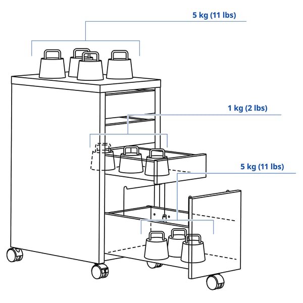 IKEA MICKE Drawer Unit/drop File Storage White 13 3/4x29 1/2 "