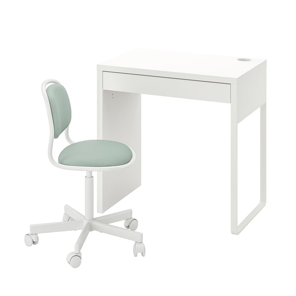 IKEA MICKE/ÖRFJÄLL Desk and chair white/light green