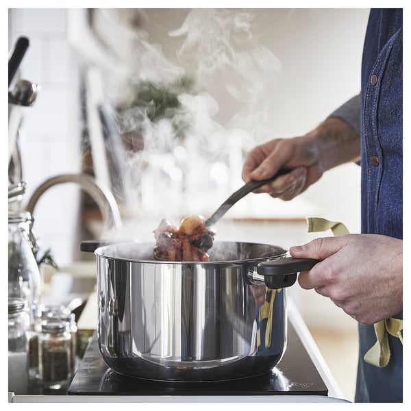 IKEA MIDDAGSMAT Pot With Lid Clear Glass/stainless Steel 5.3 Qt
