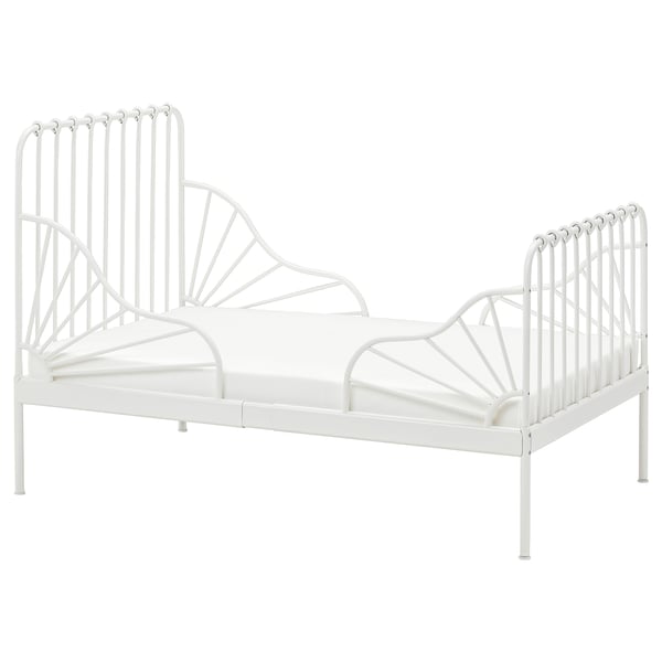 IKEA MINNEN Ext bed frame with slatted bed base white 38 1/4x74 3/4 "