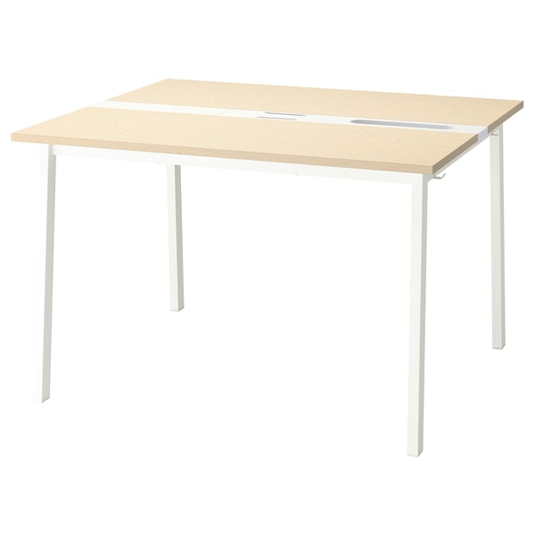IKEA MITTZON Conference table birch veneer/white 47 1/4x42 1/2x29 1/2 "