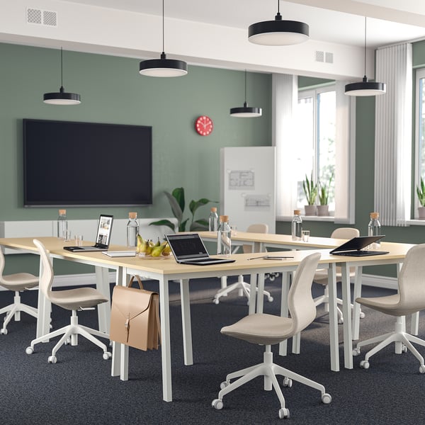IKEA MITTZON Conference Table Birch Veneer/white 55 1/8x26 3/4x29 1/2 "