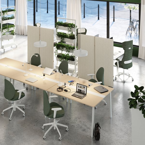 IKEA MITTZON Conference Table Birch Veneer/white 55 1/8x42 1/2x29 1/2 "