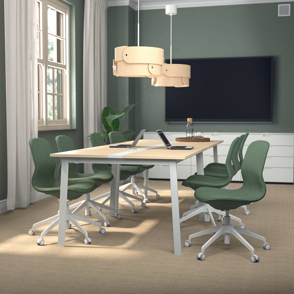 IKEA MITTZON Conference Table Birch Veneer/white 55 1/8x42 1/2x29 1/2 "