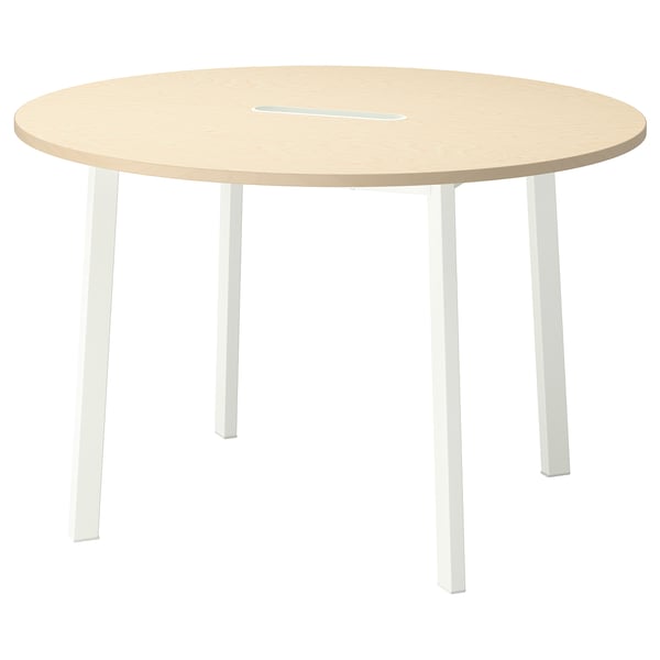 IKEA MITTZON Conference table round birch veneer/white 47 1/4x29 1/2 "