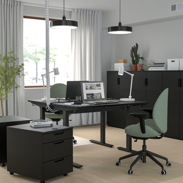 IKEA MITTZON Desk Black Stained Ash Veneer/black 47 1/4x23 5/8 "