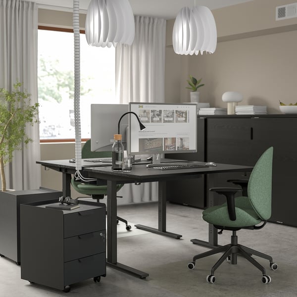 IKEA MITTZON Desk Black Stained Ash Veneer/black 47 1/4x31 1/2 "