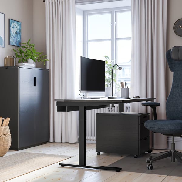 IKEA MITTZON Desk Black Stained Ash Veneer/black 55 1/8x23 5/8 "